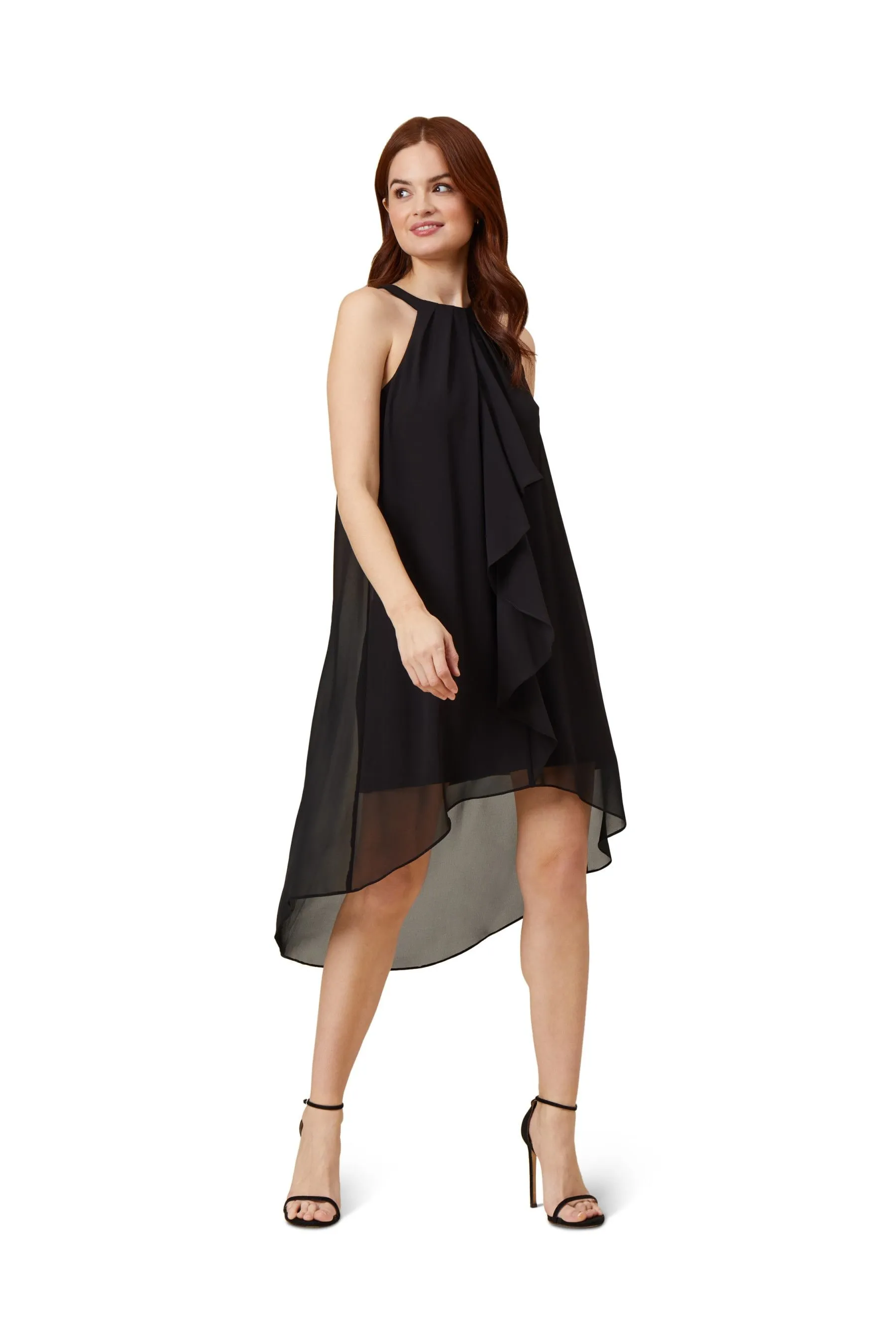 Adrianna Papell Nero - Abito in chiffon e jersey