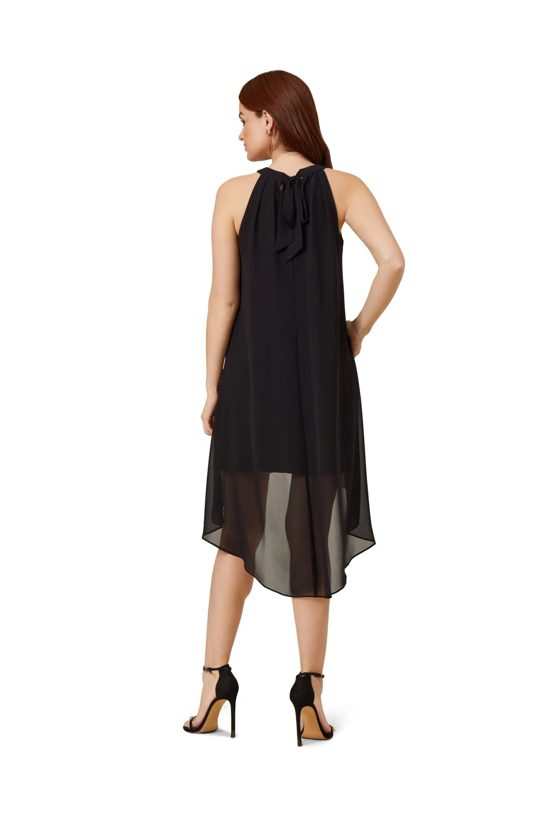 Adrianna Papell Nero - Abito in chiffon e jersey