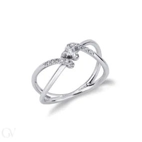 Anello in Oro bianco 18k con nodo e Diamanti