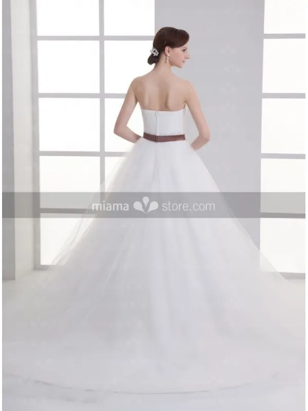 ANNABELLE - A-line Sweetheart Chapel train Tulle Wedding dress