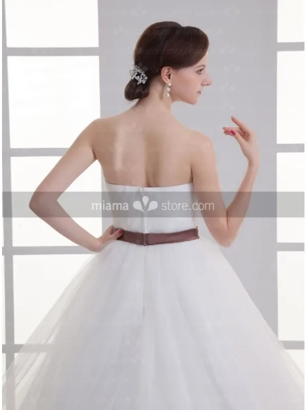 ANNABELLE - A-line Sweetheart Chapel train Tulle Wedding dress