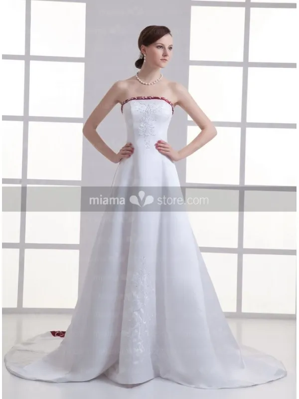 ARLENE - A-line Strapless Chapel train Satin Wedding dress