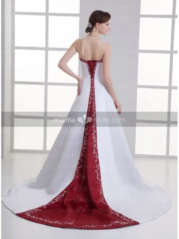 ARLENE - A-line Strapless Chapel train Satin Wedding dress