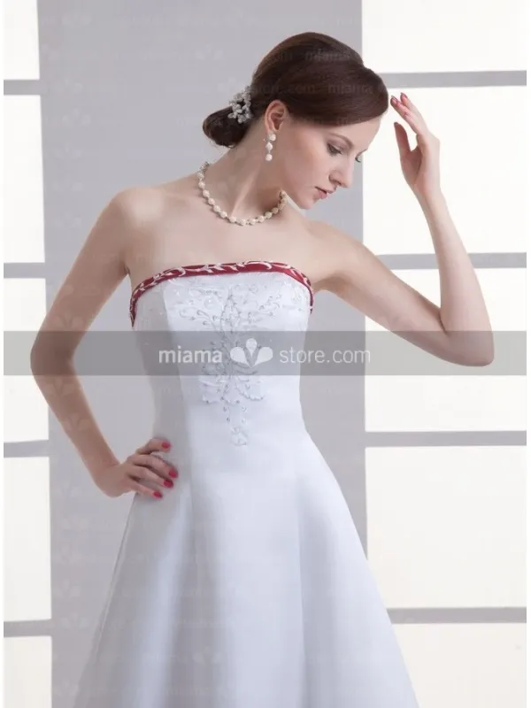 ARLENE - A-line Strapless Chapel train Satin Wedding dress