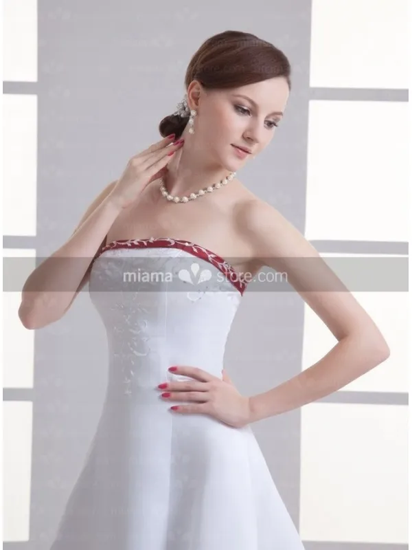 ARLENE - A-line Strapless Chapel train Satin Wedding dress