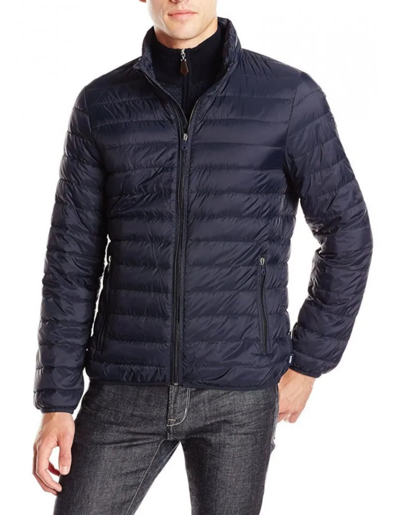 ARMANI JEANS piumino uomo piuma d'oca 100 grammi blu