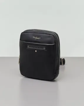 Borsa a tracolla nera in simil pelle