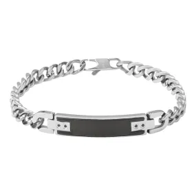 Bracciale Con Targhetta Man Code Acciaio Bicolore Bianco / Nero Cubic Zirconia Nero 21 cm 1666564