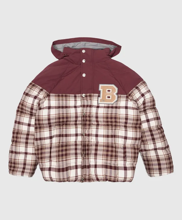 Brunello Cucinelli Piumino combinato a quadri da bambino bordeaux BY616J322A