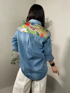 Camicia Jeans Inserto Seta