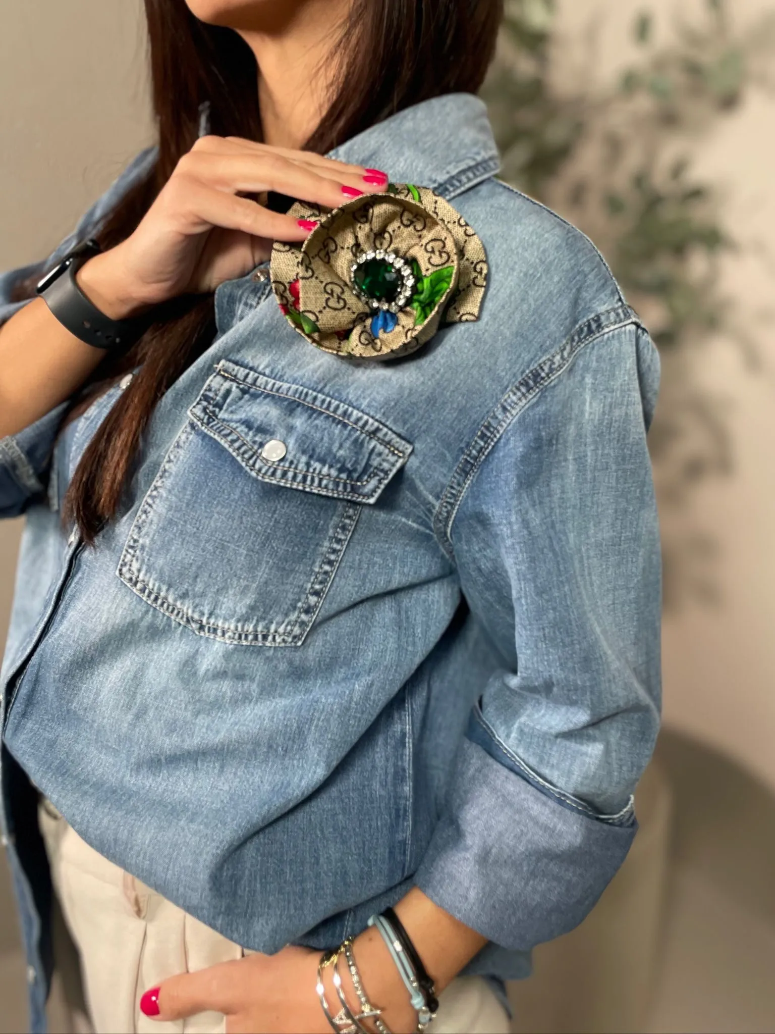 Camicia Jeans Inserto Seta
