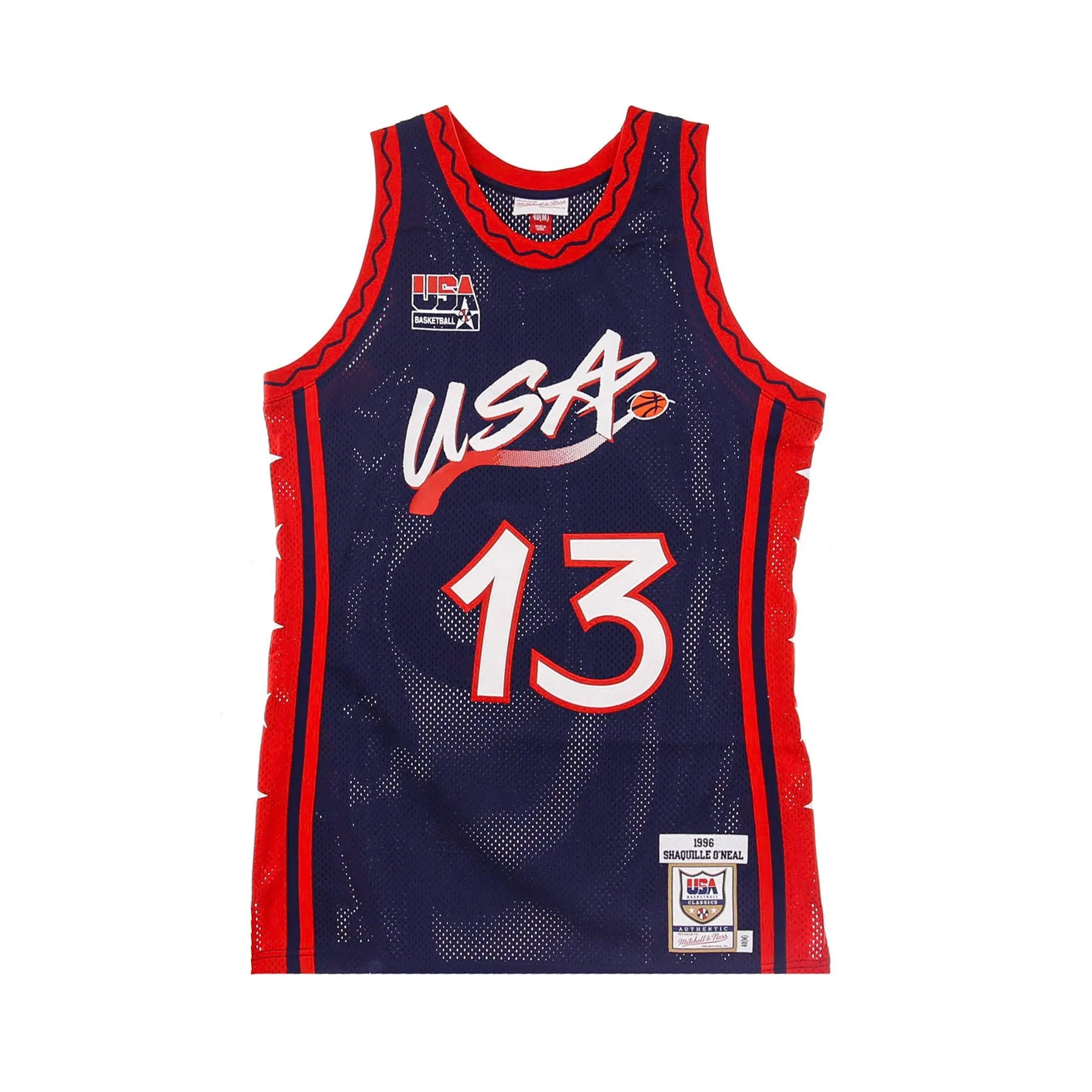 Canotta Basket Uomo Nba Authentic Jersey Hardwood Classics No.13 Shaquille O'neal 1996 Team Usa Original Team Colors