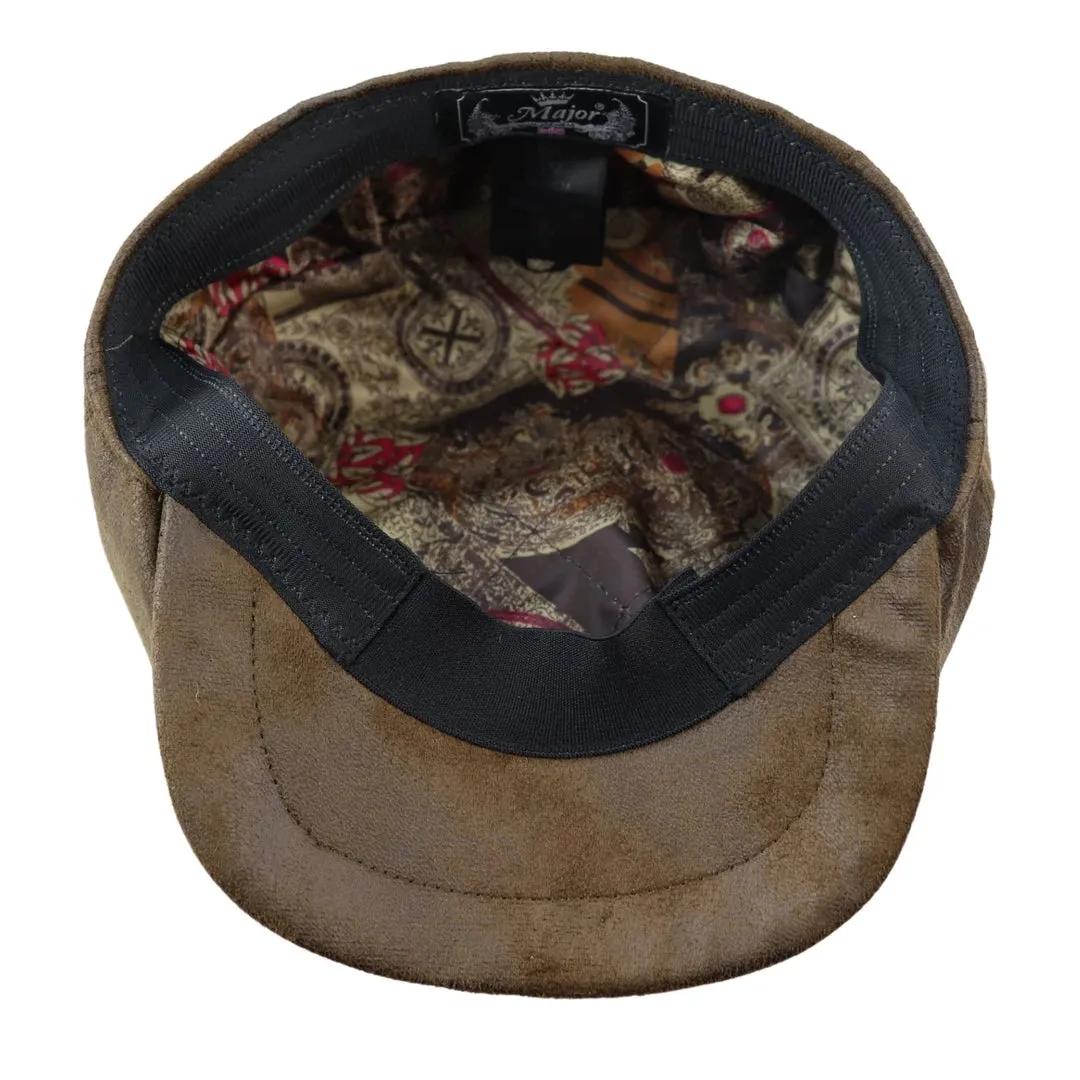 Cappello Newsboy da Uomo Berretto Piatto in Pelle Finta stile Baker Boy Blinders