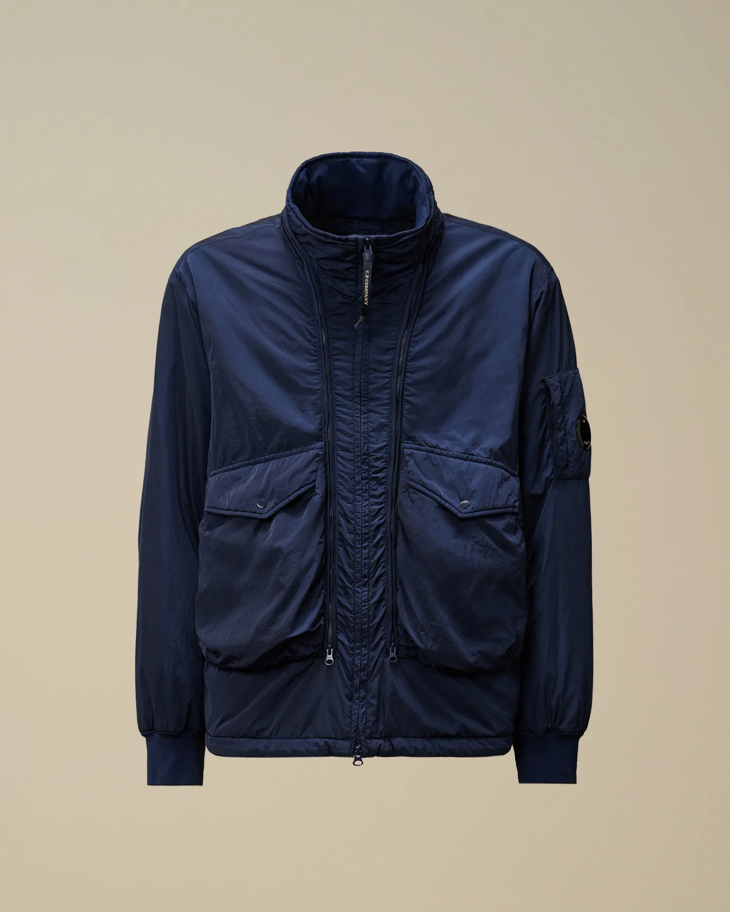 Chrome-R Body Zippers Padded Jacket