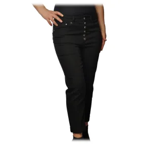 Dondup - Jeans Gamba Dritta con Bottoni Gioiello - Nero - Pantalone - Luxury Exclusive Collection