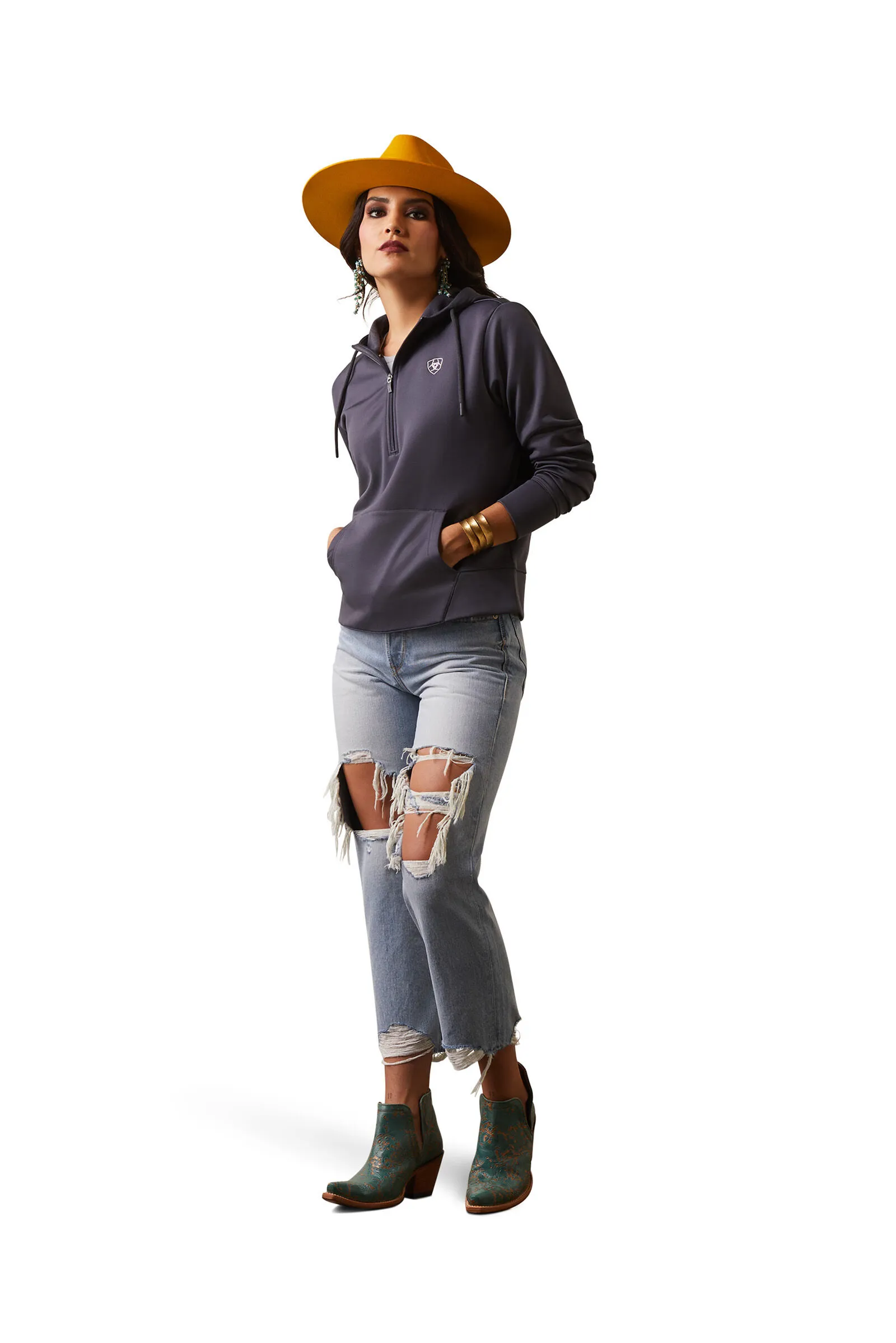 Felpa con cappuccio 1/2 zip Ariat Tek da donna