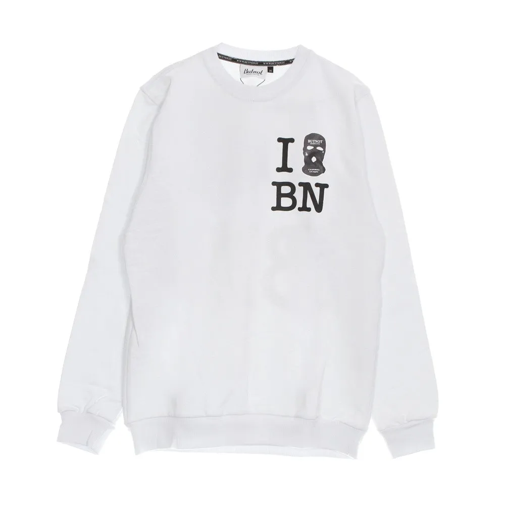 Felpa Leggera Girocollo Uomo I Love Bn Crewneck White