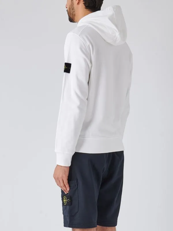 Felpa uomo Stone Island in cotone con cappuccio Bianco