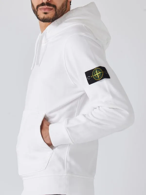 Felpa uomo Stone Island in cotone con cappuccio Bianco