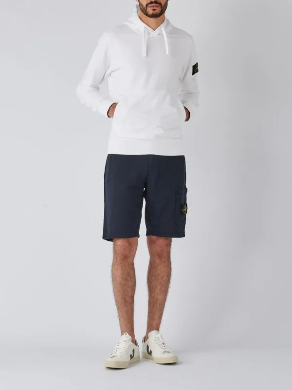 Felpa uomo Stone Island in cotone con cappuccio Bianco