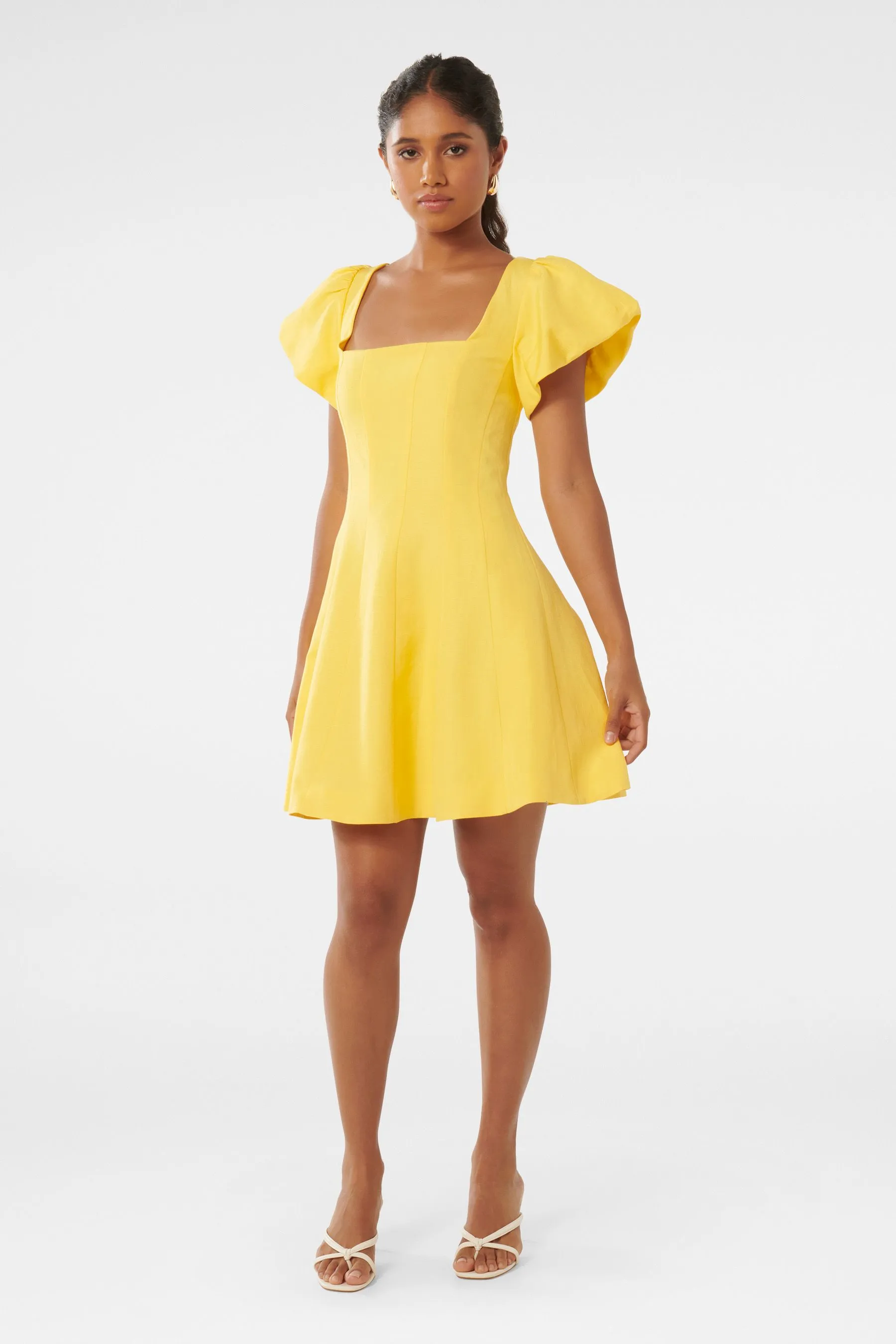 Forever New Josie Petite - Square Neck Mini Dress contains Linen