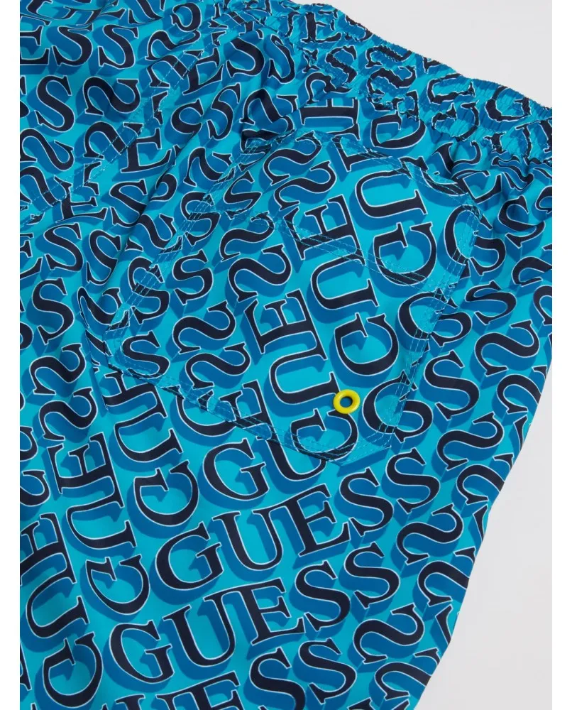 GUESS costume da bagno beachwear short pantaloncini logato blu