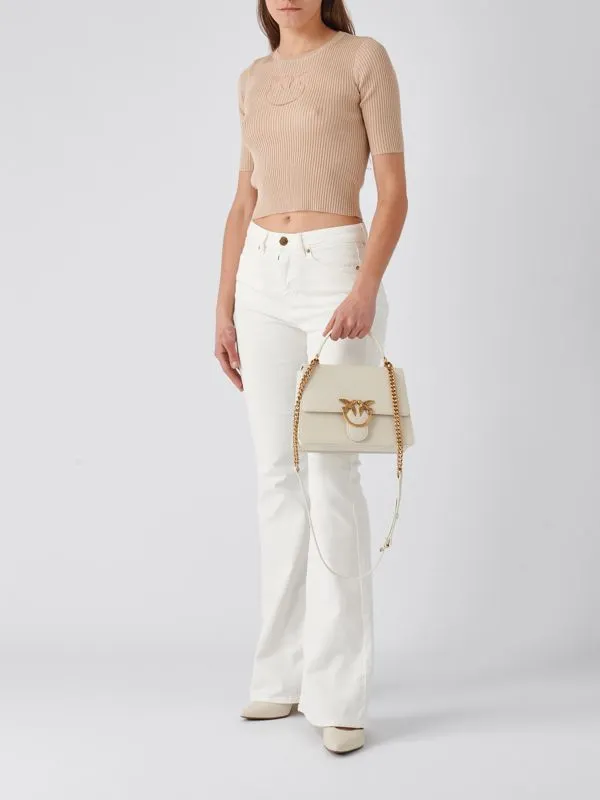 Jeans donna Pinko flared in misto cotone bull Bianco