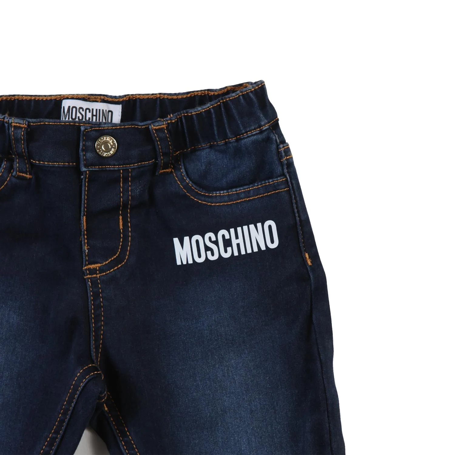 Jeans Moschino Blu Scuro Slavato Bimbo E Bimba