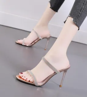 Ladies Cool Black High Quality Summer Open Toe Stiletto Sandals Ladies Spring Buckle Strap Heels  Womens Sandals