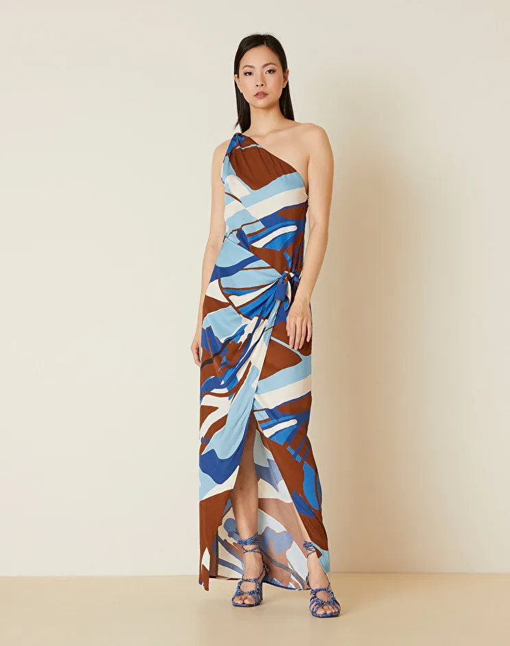 Long Dress with Manila Grace Print / Brown