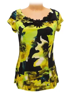 Maglia fantasia verde e giallo lime Fuego Woman