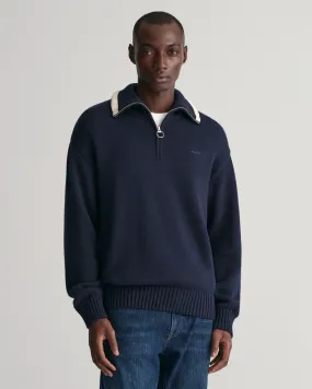 Maglia tinta unita in cotone con zip corta