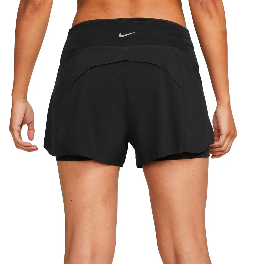 Nike Pantaloncini Running Swift Df 3 Inch 2In1 Nero Reflective Argento Donna