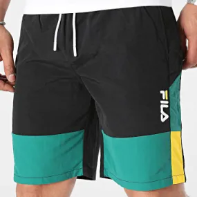 Pantaloncini da bagno Sciacca FAM0381 Nero Verde Scuro Giallo