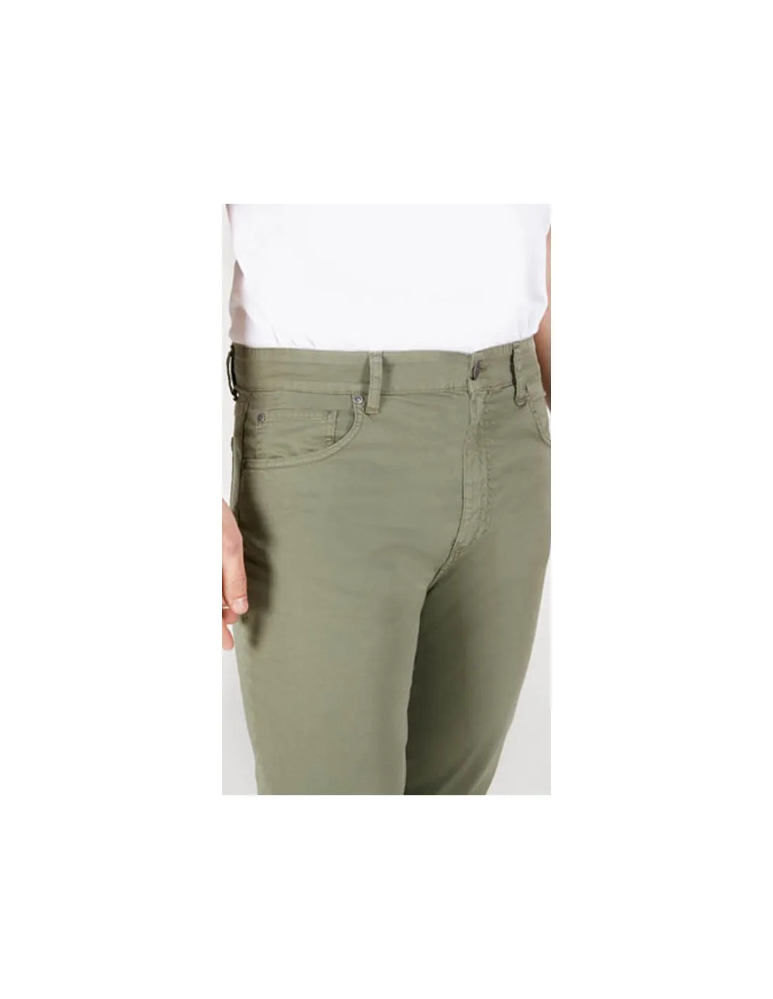 Pantalone in cotone 5 tasche Jeans Verde Oliva Mod Treviglio