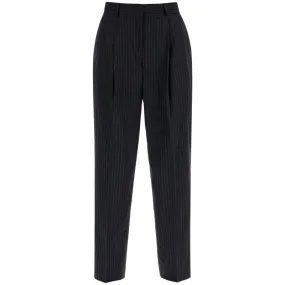 Pantaloni gessati a doppia pince