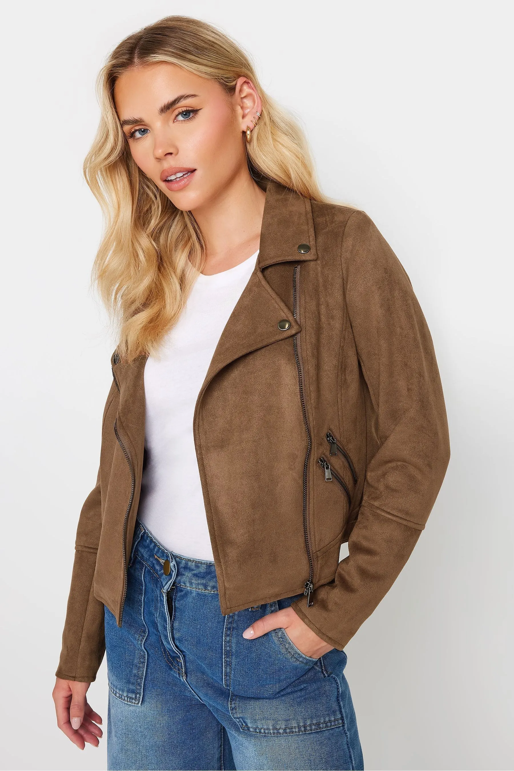 PixieGirl Petite Faux Suede Biker Jacket    
