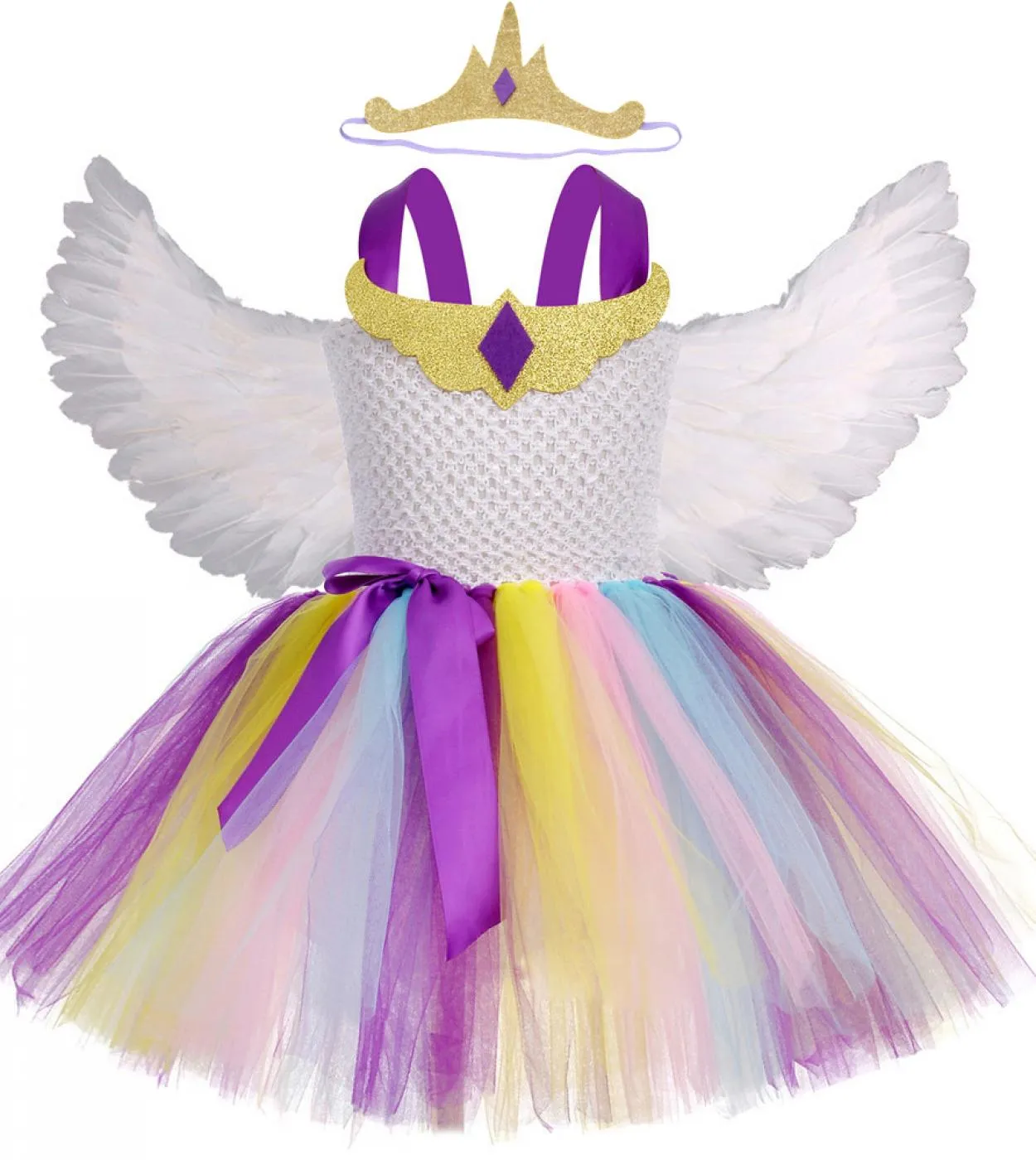 Princess Celestie Cosplay Tutu Dress For Girls Costume di Capodanno per bambini Ragazza Unicorni Abiti con ali dangelo Bambini