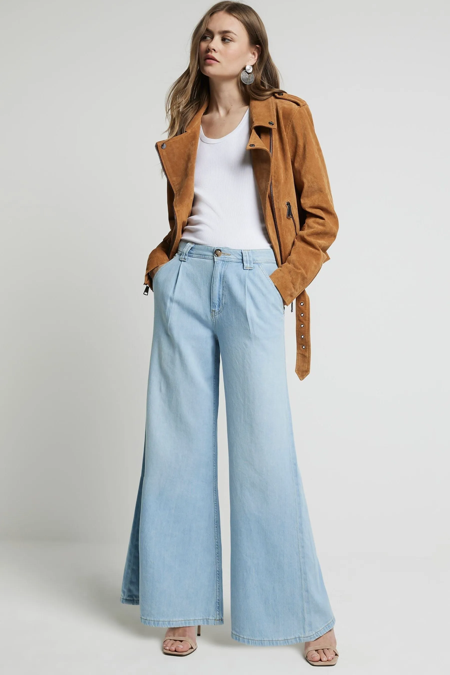 River Island - Largo Jeans larga a vita medio alta