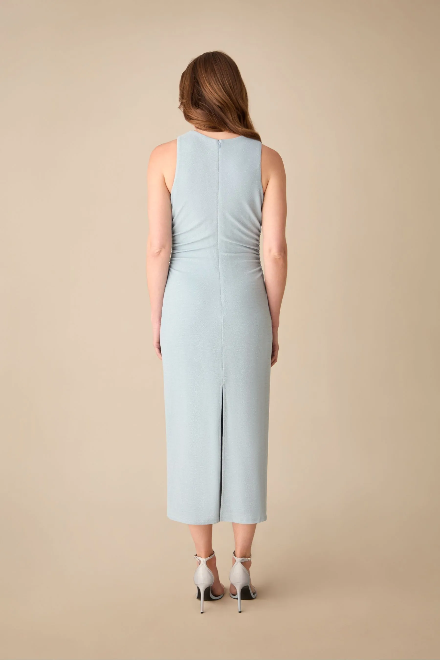 Ro&Zo Petite Blue - Maeva Sparkle Jersey High Neck Midi Dress