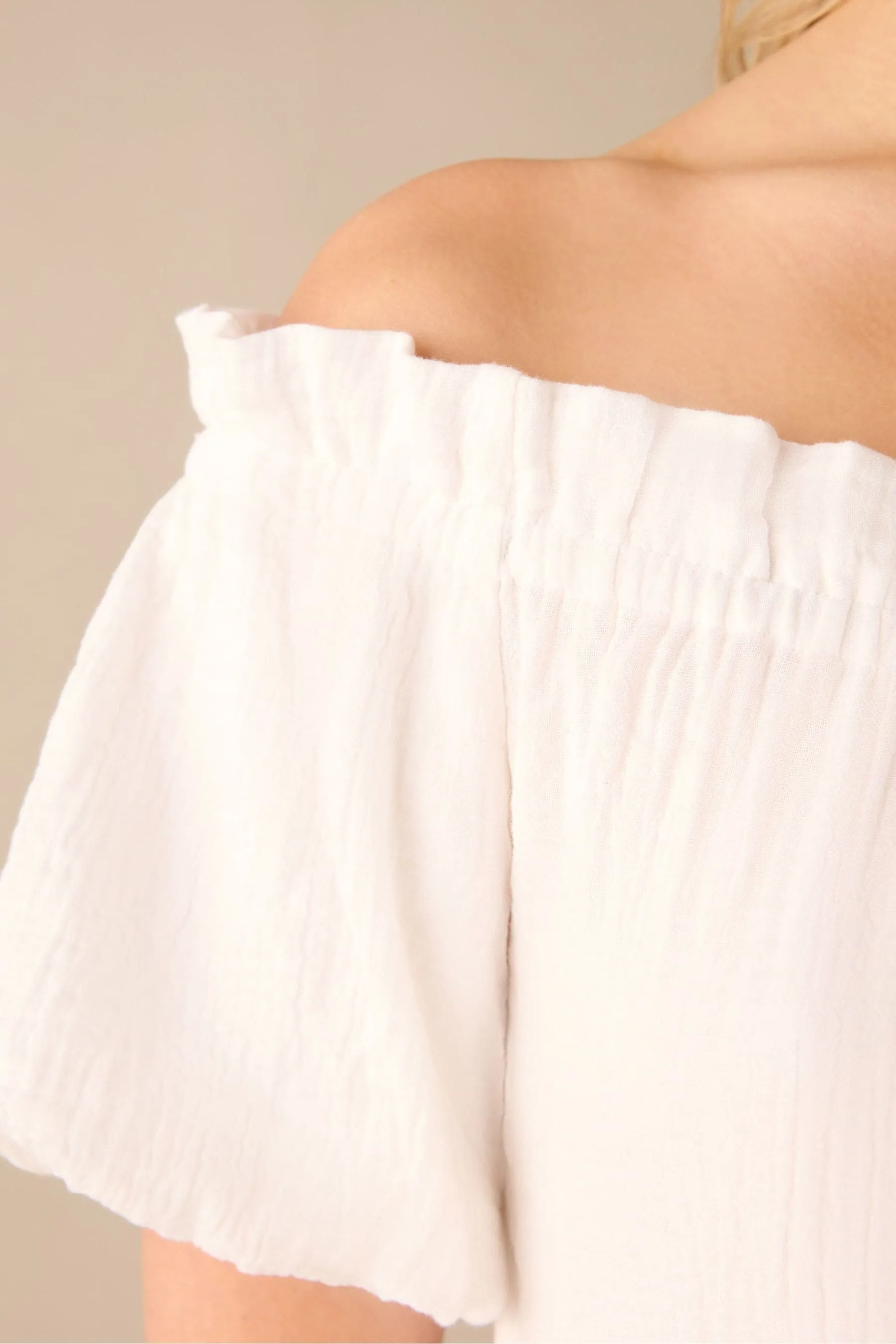 Ro&Zo White - Off Shoulder Cheesecloth Dress