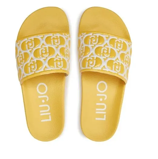 SANDALI MYKONOS CON FASCIA LOGO ALL OVER GIALLO