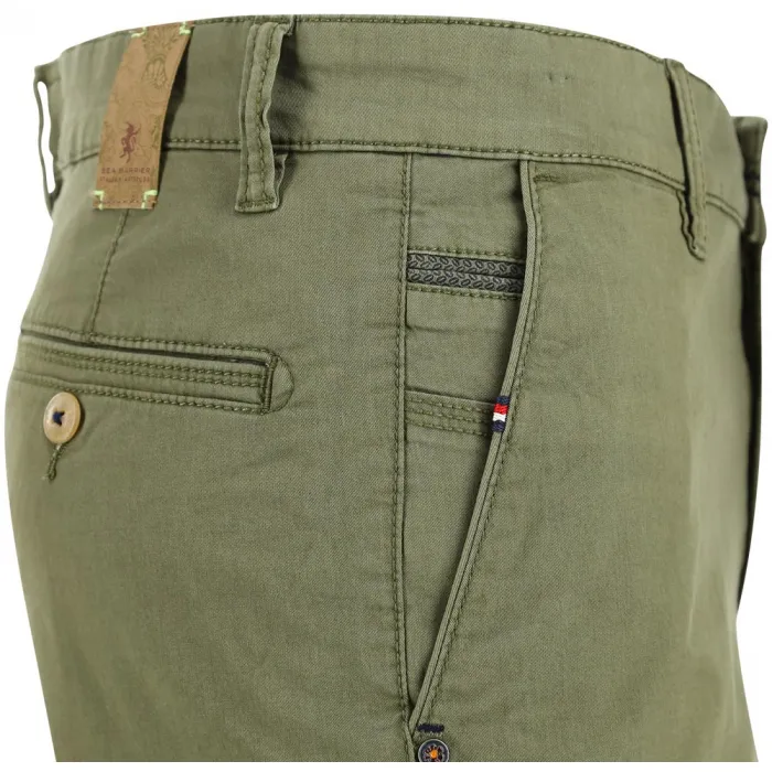 Sea Barrier Pantaloncini chino uomo in cotone elasticizzato Olive