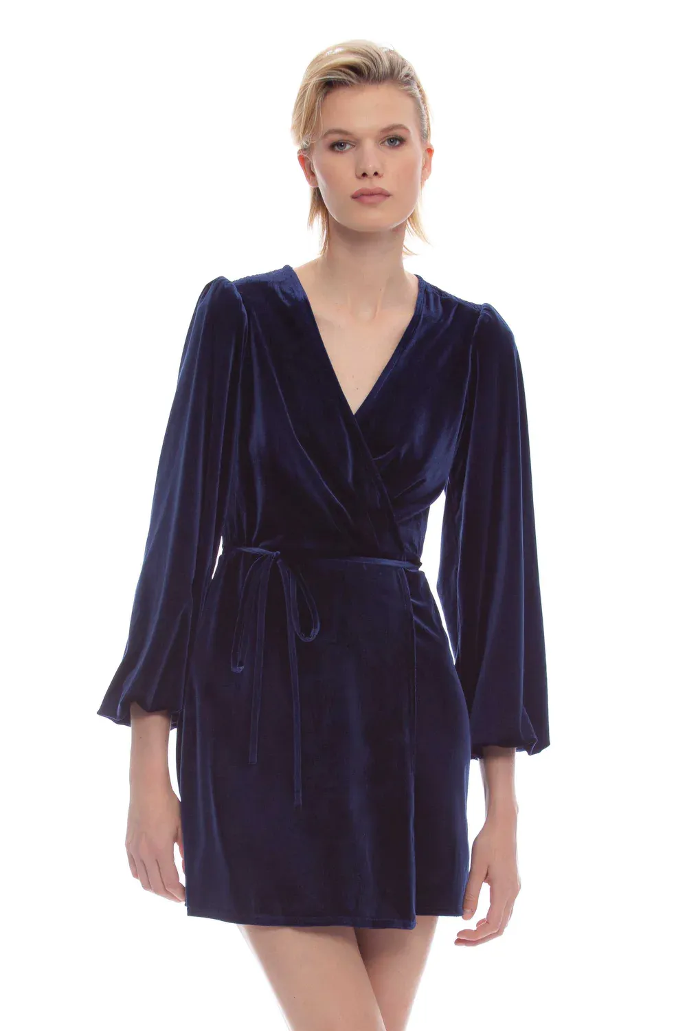Short Dress with V-Neck / Blue