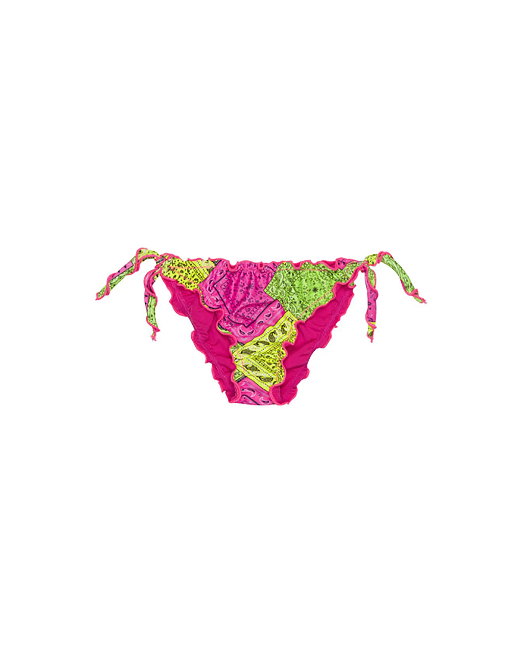 Slip bikini multicolore in fantasia bandana con profili ondulati 18-36 mesi