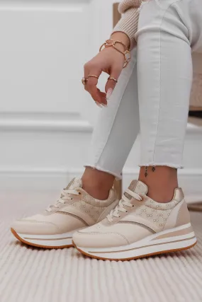 Sneakers beige con glitter