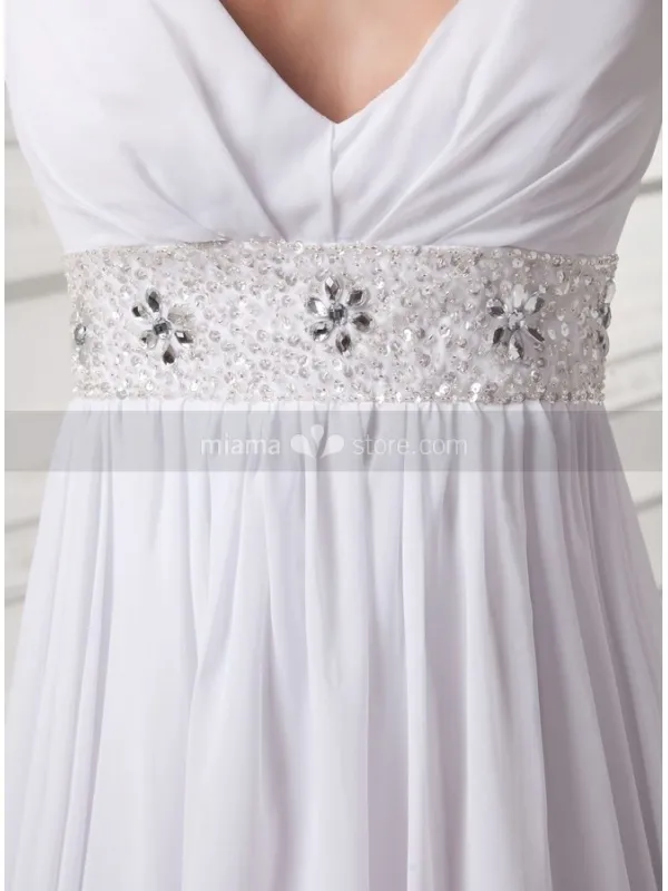 STACY - Sheath V-neck Empire waist Floor length Wedding dress