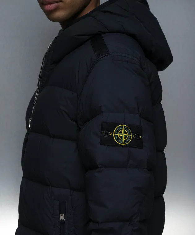 Stone Island Piumino blu con patch logo 791543728