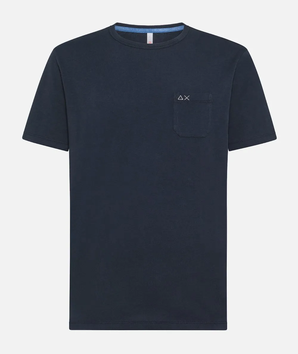SUN68--T-shirt Round Solid Pocket