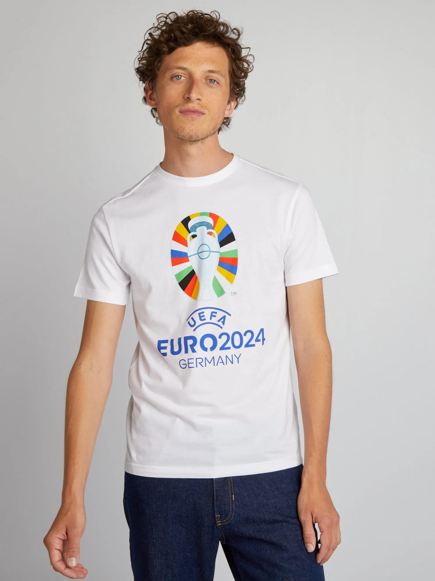 T-shirt in cotone a maniche corte 'Euro 2024' - BIANCO